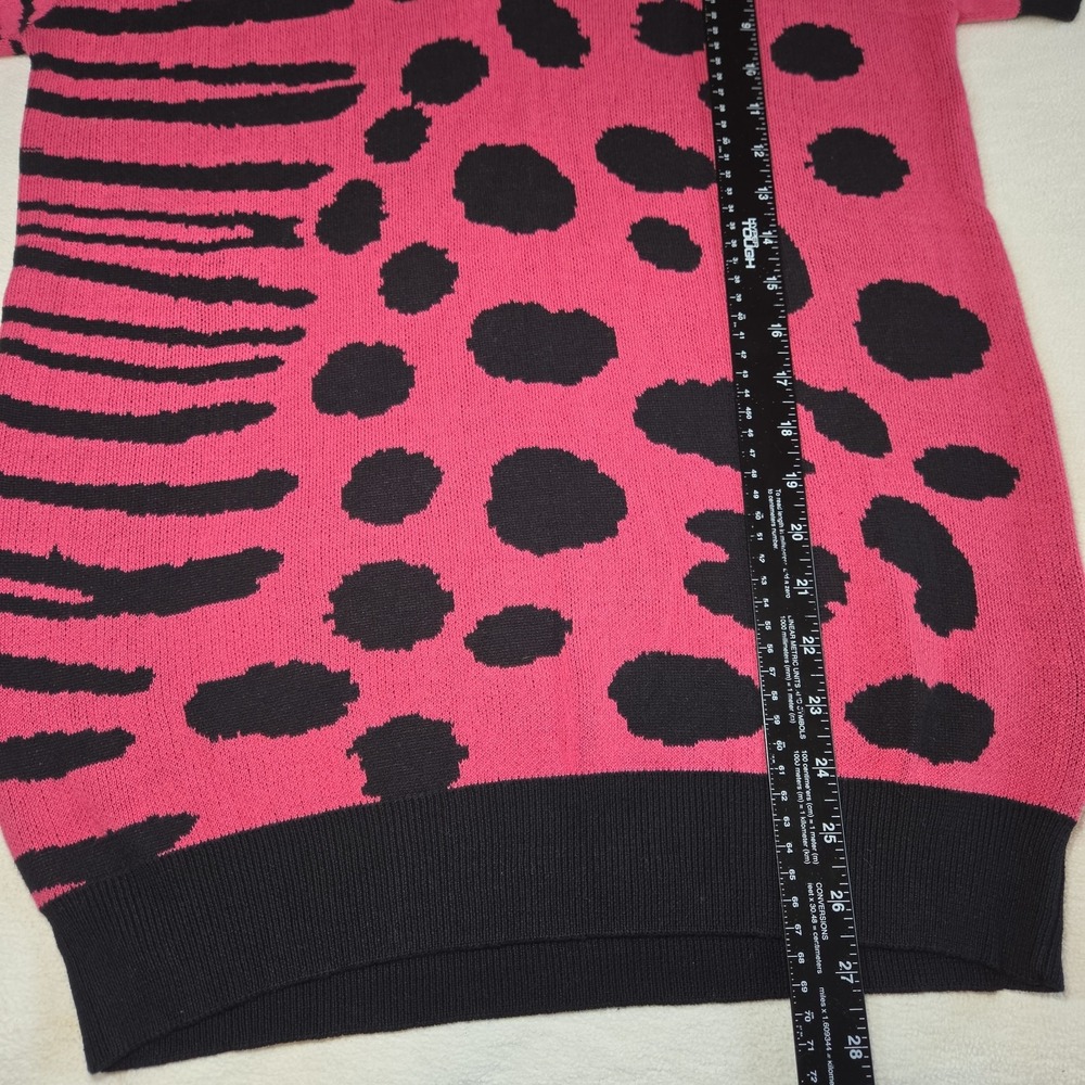 OXKNIT Short Sleeve Sweater Womens Large Pink Cotton Animal Cheetah Zebra NEW - Picture 6 of 6